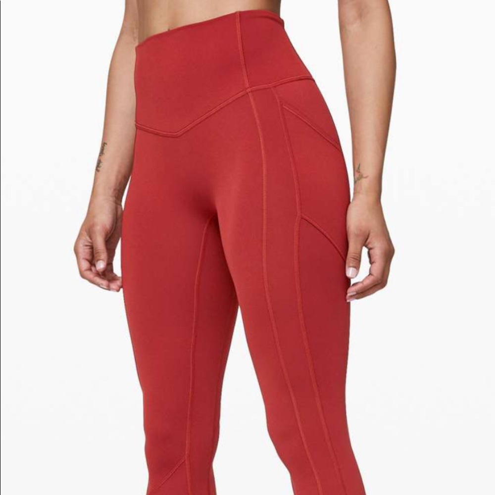 Rarely used Lululemon all the right places tights size 12 in color drk red sport
